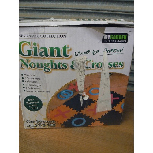 464 - GIANT GARDEN GAMES. NOUGHTS & CROSSES, AND HOPSCOTCH. WITH ORIGINAL BOXES.