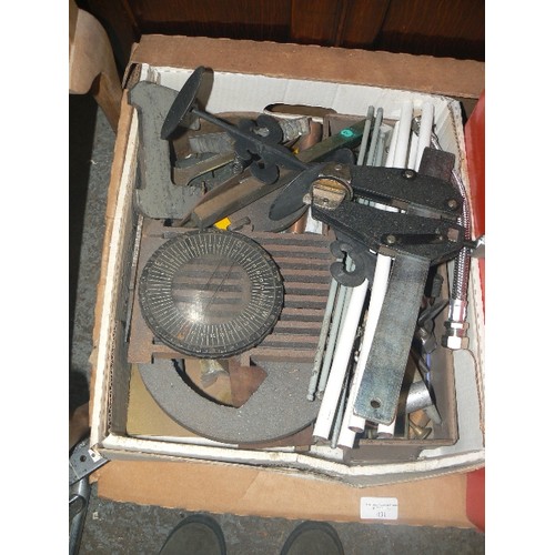 431 - TOOLS. 1 LARGE BOX, AND 2 SMALLER. FULL OF MIXED TOOLS. INC GUAGES, CLAMPS, PRECISION ITEMS ETC.