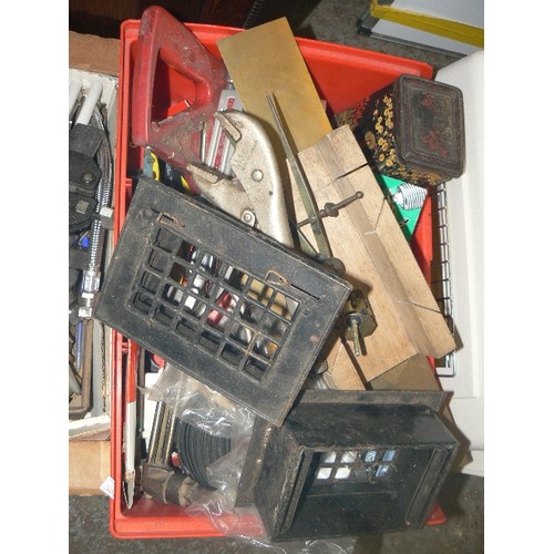 431 - TOOLS. 1 LARGE BOX, AND 2 SMALLER. FULL OF MIXED TOOLS. INC GUAGES, CLAMPS, PRECISION ITEMS ETC.