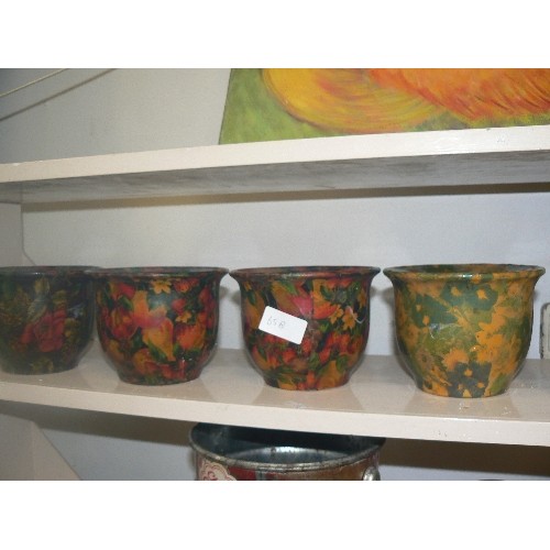 66B - 4 CERAMIC DECORATIVE PLANT POTS