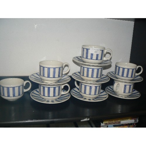 492 - BLUE AND WHITE 6 PERSON TEA SET WITH SPARES