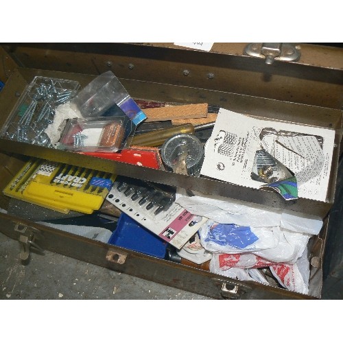 494 - VINTAGE METAL TOOLBOX AND TOOLS