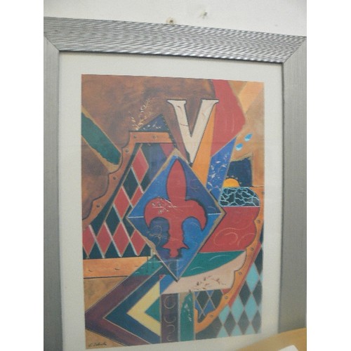 66A - VINTAGE 1970'S CLAUS SCHENK ABSTRACT EUROGRAPHIC PRINT. FRAMED/GLAZED. ORIGINALLY HUNG ON CANTERS NI... 