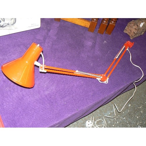 159 - RED METAL TASK/DESK LIGHT WITH WALL OR DESK BRACKET.