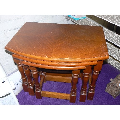 160 - NEST OF 3 TABLES. ATTRACTIVE WITH CURVED FRONT.