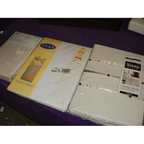 168 - ALL NEW. DOUBLE DUVET SET, DOUBLE FLAT SHEET, AND ANOTHER FLAT SHEET. ALL CREAM.