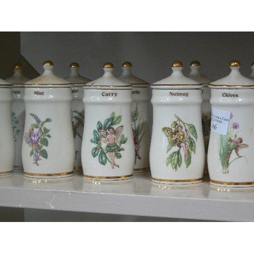 66 - SET OF 30 FLOWER FAIRY SPICE JARS. CERAMIC.