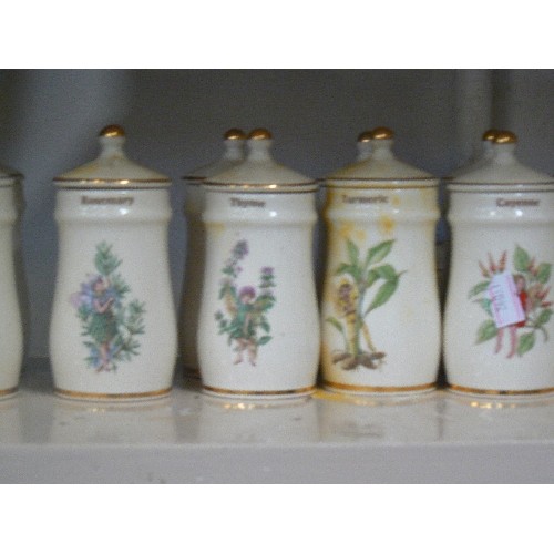 66 - SET OF 30 FLOWER FAIRY SPICE JARS. CERAMIC.