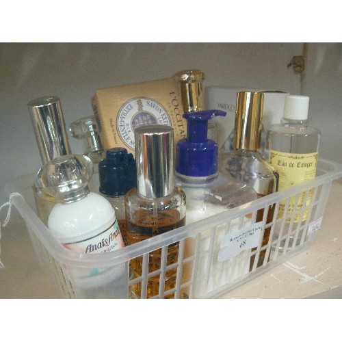 68 - L'OCCITANE, ANAIS-ANAIS, YARDLEY, CHARLIE. EAU DE TOILETTES, SOAP, BODY LOTION ETC. SOME PART-USED.