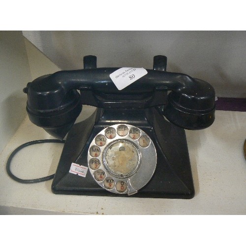 80 - VINTAGE GPO TELEPHONE. BLACK BAKELITE. 248L-FWR 62/3