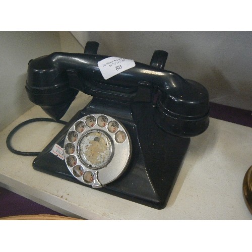 80 - VINTAGE GPO TELEPHONE. BLACK BAKELITE. 248L-FWR 62/3