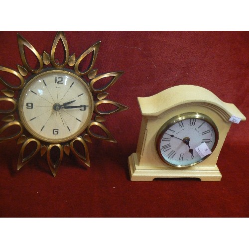 89 - GILT SYROCO WALL CLOCK, AND A TOWSTER CLOCK WORKS Co MANTLE CLOCK.