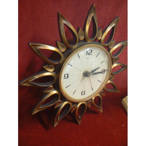 89 - GILT SYROCO WALL CLOCK, AND A TOWSTER CLOCK WORKS Co MANTLE CLOCK.