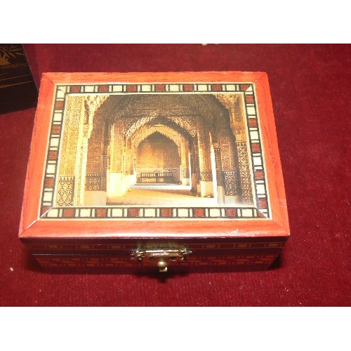 101 - MUSICAL ORIENTAL JEWELLERY BOX, & A SMALL TRINKET BOX.