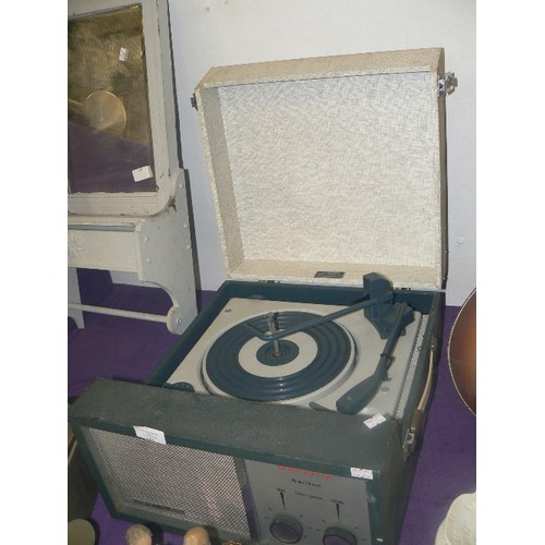 105 - VINTAGE DANSETTE CARLTON RECORD PLAYER/TURNTABLE. WITH 2-TONE CARRY CASE.