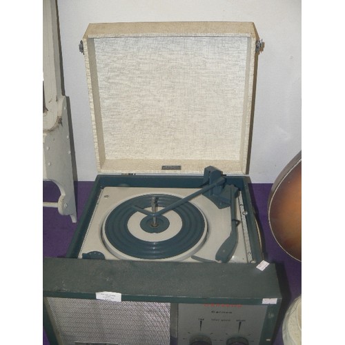 105 - VINTAGE DANSETTE CARLTON RECORD PLAYER/TURNTABLE. WITH 2-TONE CARRY CASE.