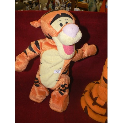 108 - 2 X VINTAGE TIGGERS. BOUNCING MECHANICAL TOYS. WE ARE TOLD THESE ARE WORKING.