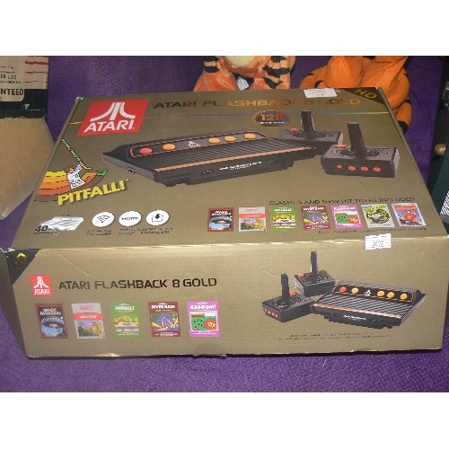 109 - RETRO ATARI FLASHBACK 8 GOLD-'40TH ANNIVERSARY' . '120 BUILT-IN GAMES' WITH BOX.