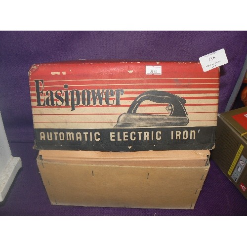 116 - VINTAGE EASIPOWER 'AUTOMATIC ELECTRIC IRON' WITH ORIGINAL BOX.