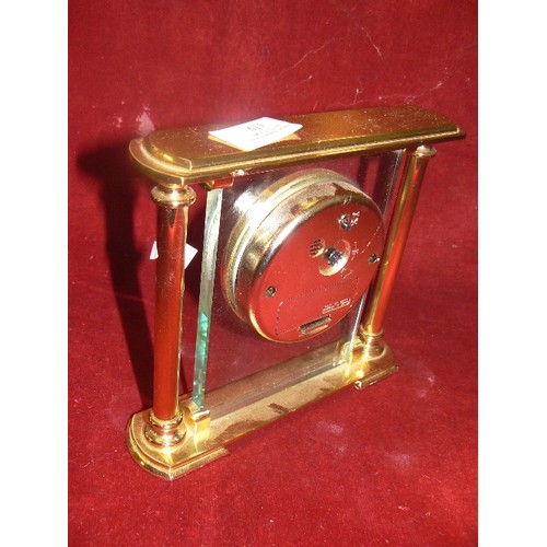 119 - LONDON CLOCK Co BRASS & GLASS MANTLE CLOCK.