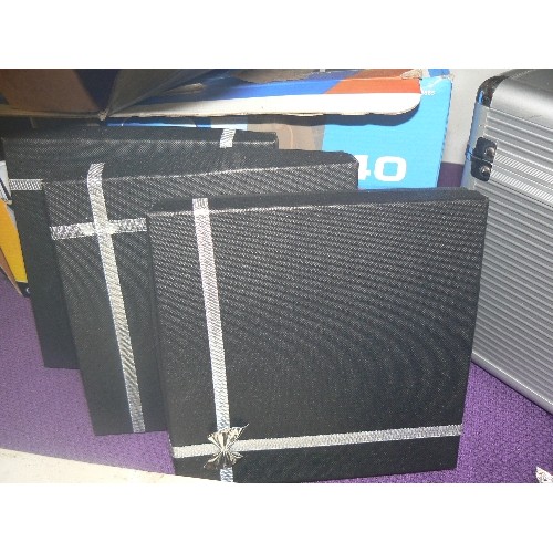 135 - QUANTITY OF JEWELLERY RETAIL GIFT BOXES. BLACK WITH SILVER RIBBON & BOWS.