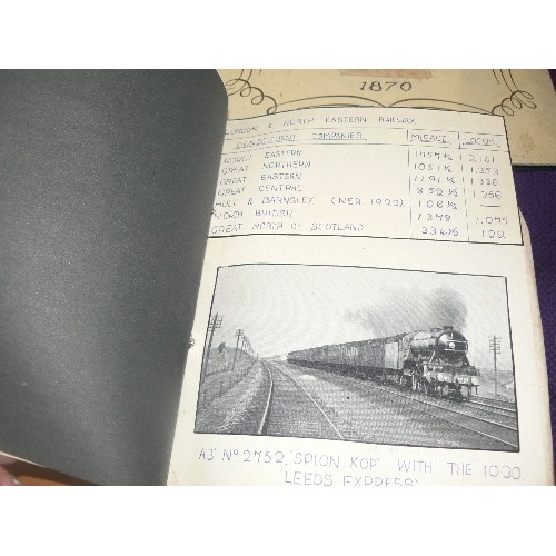 136 - 'LOCOMOTIVES OF THE LNER' LOVELY VINTAGE HAND-WRITTEN PROJECT, INCLUDES DIAGRAMS & PHOTOGRAPHS. ALSO... 