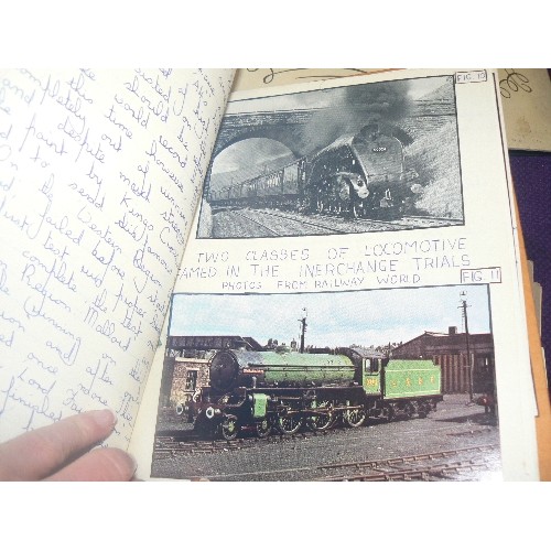 136 - 'LOCOMOTIVES OF THE LNER' LOVELY VINTAGE HAND-WRITTEN PROJECT, INCLUDES DIAGRAMS & PHOTOGRAPHS. ALSO... 