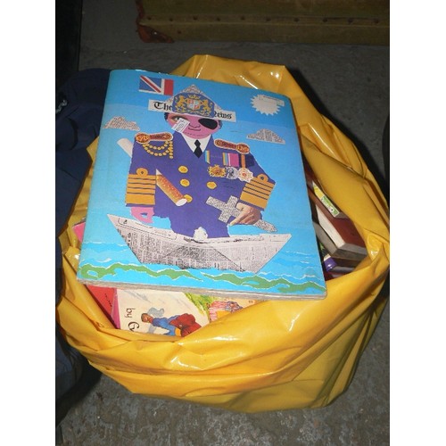 142 - VINTAGE CHILDRENS BOOKS, INC LADYBIRD, ENID BLYTON, ANNUALS ETC ETC. LARGE YELLOW SACK FULL.