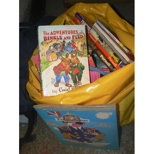 142 - VINTAGE CHILDRENS BOOKS, INC LADYBIRD, ENID BLYTON, ANNUALS ETC ETC. LARGE YELLOW SACK FULL.