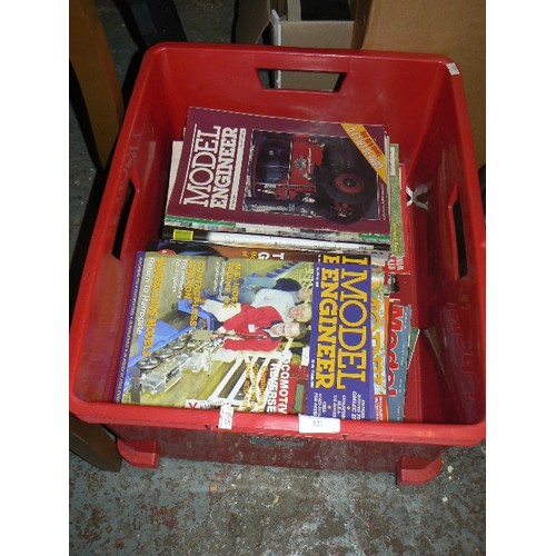 350 - QUANTITY OF VINTAGE MODEL ENGINEER MAGAZINES. IN A LARGE RED CRATE.