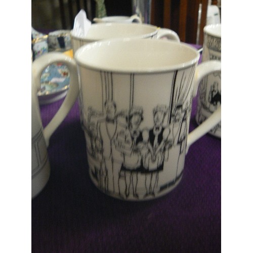 175 - EPOCH COLLECTION MUGS LE RESTAURANT BLACK AND WHITE COMIC THEMED MUGS, SET OF 6 SOME NIBBLES