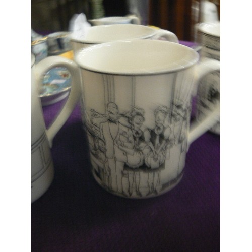 175 - EPOCH COLLECTION MUGS LE RESTAURANT BLACK AND WHITE COMIC THEMED MUGS, SET OF 6 SOME NIBBLES