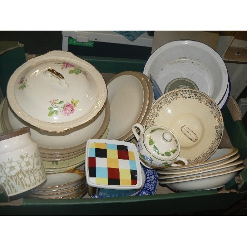 344 - LARGE CRATE OF MIXED CROCKERY AND HOUSEHOLD