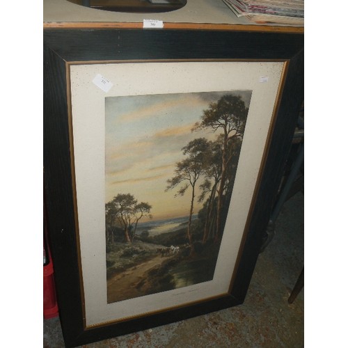 351 - LARGE HEAVY HORSE PRINT 'DEPARTING SUMMER' FRAMED/GLAZED