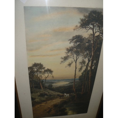 351 - LARGE HEAVY HORSE PRINT 'DEPARTING SUMMER' FRAMED/GLAZED