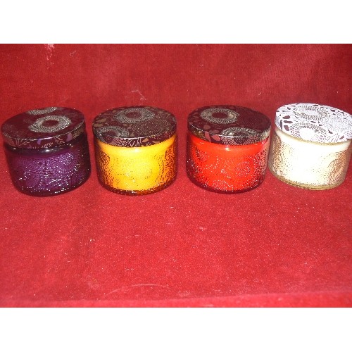 4 - 4 SCENTED CANDLES IN FANCY JARS