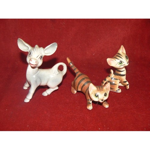 5 - TWO FIGURES OF CATS AND A DONKEY