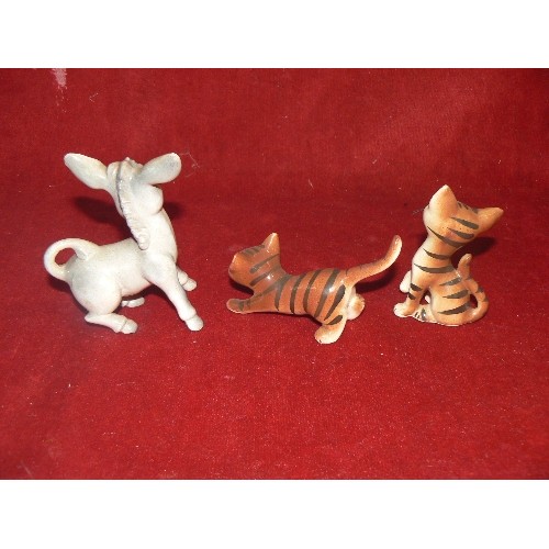 5 - TWO FIGURES OF CATS AND A DONKEY