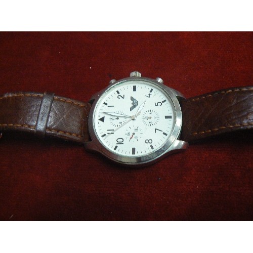 25 - CASIO G CHRONOGRAPH GENTS WRIST WATCH BROWN LEATHER STRAP