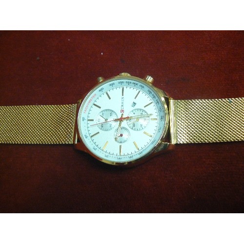 13 - GOLD PLATED CURREN M;8227 GOLD SEAL CHRONOGRAPH & DATE