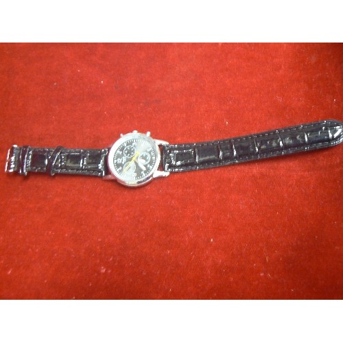 14 - SLOGGI CHRONOGRAPH GENTS WRIST WATCH WITH BLACK LEATHER STRAP