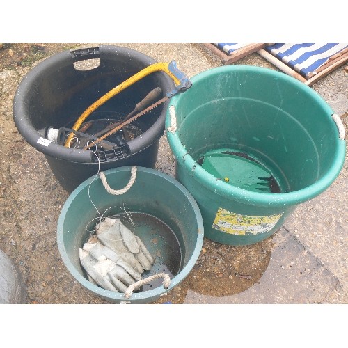 447 - 3 X PLASTIC TRUGS WITH SOME TOOLS.