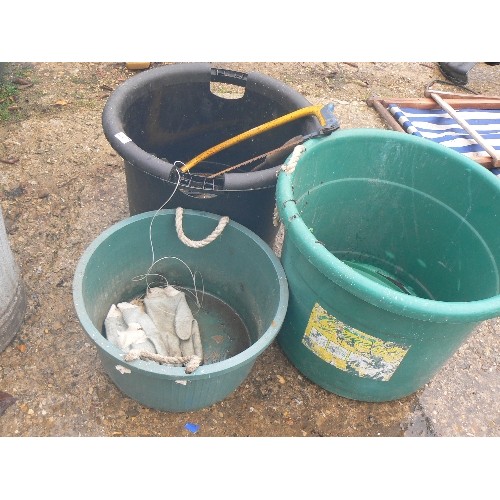 447 - 3 X PLASTIC TRUGS WITH SOME TOOLS.