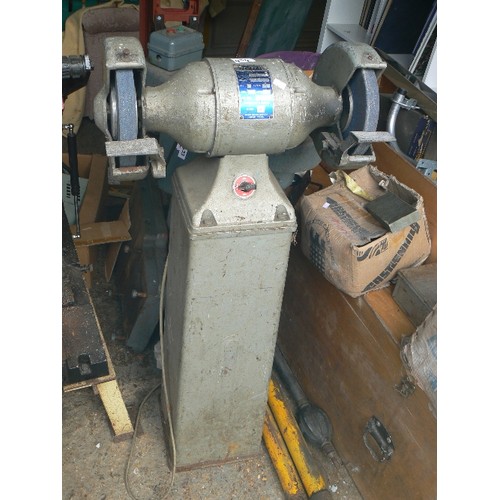 434 - EG INDUSTRIAL TWIN WHEEL GRINDER ON PEDESTAL