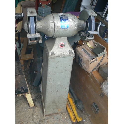 434 - EG INDUSTRIAL TWIN WHEEL GRINDER ON PEDESTAL