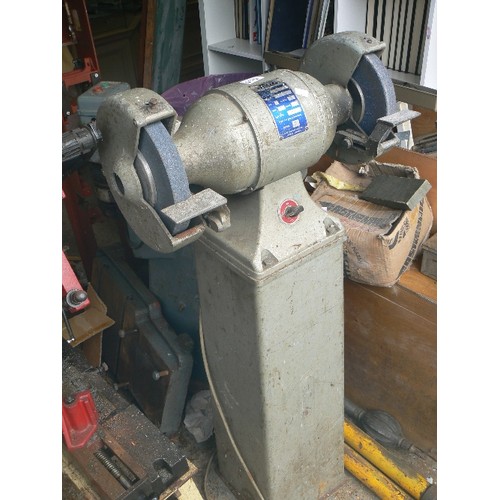 434 - EG INDUSTRIAL TWIN WHEEL GRINDER ON PEDESTAL