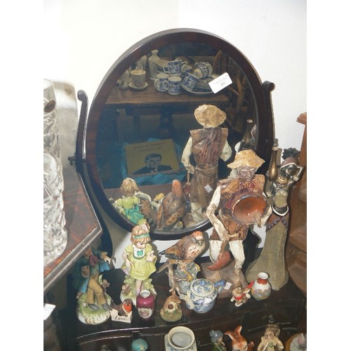 491 - VINTAGE VANITY MIRROR ON CHEVAL STAND, 3 DRAWERS.