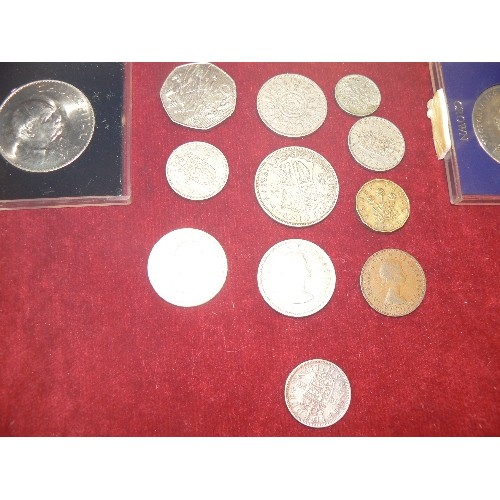 41 - QUEEN VICTORIA SILVER CROWN 1889 PLUS OTHER COINS AND A 1 POUND NOTE SOME SILVER IN OTHER COINS