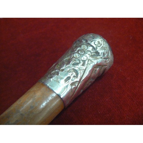 44 - SILVER TOPPED SWAGGER STICK MILITARY SIGN ON SIDE