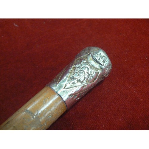 44 - SILVER TOPPED SWAGGER STICK MILITARY SIGN ON SIDE